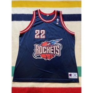 Vintage Clyde Drexler Champion Jersey Sz 48 XL Houston Rockets NBA Basketball